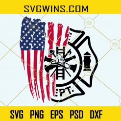 Distressed American flag Fire fighter department svg
