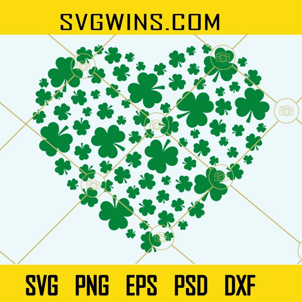 Heart of shamrock svg, Shamrock heart svg, St. Patrick's day heart svg