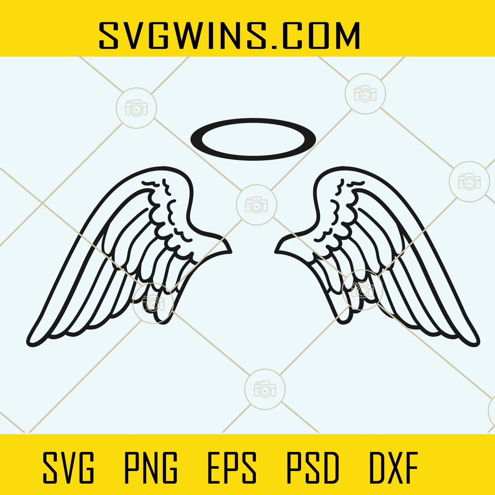 Angel wings and halo svg, In Loving Memory svg, Memorial SVG, Halo Svg