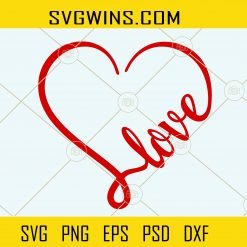 Love heart svg, Love svg, Love with heart svg, Heart svg, Valentine svg ...